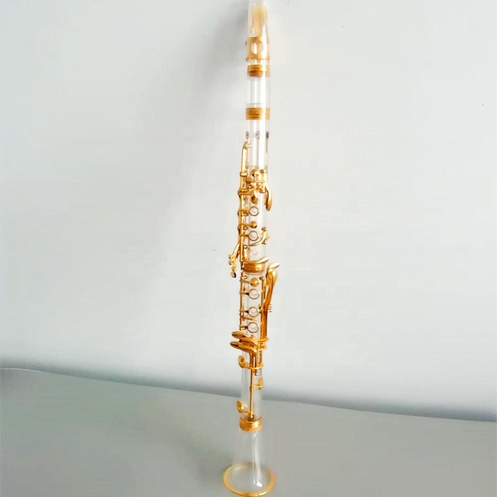 スタイリッシュなアクリル透明クラリネット 17 キー Bb 金メッキ楽器
