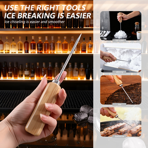 木柄冰镐电镀钢破冰工具木柄8.5英寸带盖厨房工具餐厅酒吧家庭 - Product Image 5