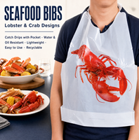 Bavoirs jetables écologiques en plastique/coton pour adultes, avec attaches, pour la cuisson de fruits de mer (homard, crabe, écrevisses) - Vente en gros usine