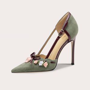 Nouvelles sandales d'été à talons hauts style fée, à bout pointu, avec décoration florale - Product Image 1