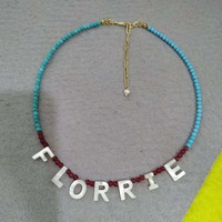 Perle coquille lettres pendentif rouge Agate Turquoise collier de perles tour de cou pour femmes hommes naturel guérison énergie pierre collier