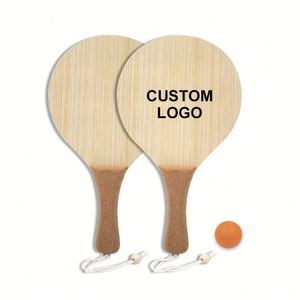 High Quality Sports Game Eco-friendly MDF Wooden Beach Paddle Ball Set Wooden <b>Table</b> Tennis Racket With Cork Handle - Product Image 1
