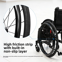 Large Manual Rubber C-Shaped Wheel Set Spokes Quick Release Inflatable Tire CE Certified Class II Sports Wheelchair