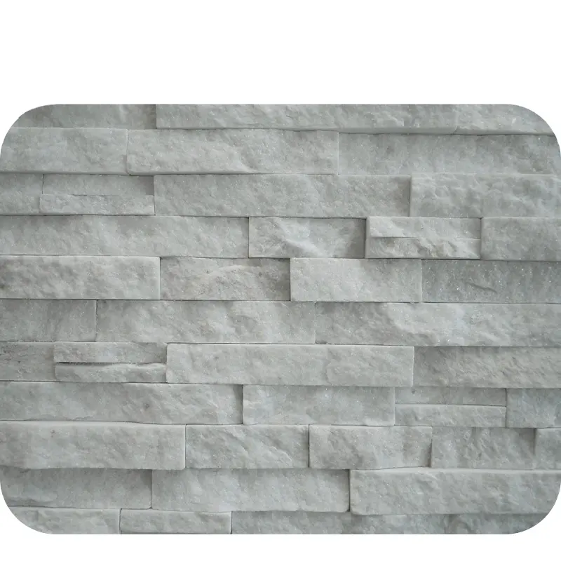Doğal beyaz kuvars duvar kaplama taşı/ucuz iç kültürlü taş
