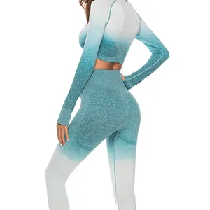 Toptan organik pamuk activewear-Dikişsiz Yoga kıyafeti kadınlar aktif spor giyim organik pamuk Yoga seti spor bayan Activewear Yoga tayt
