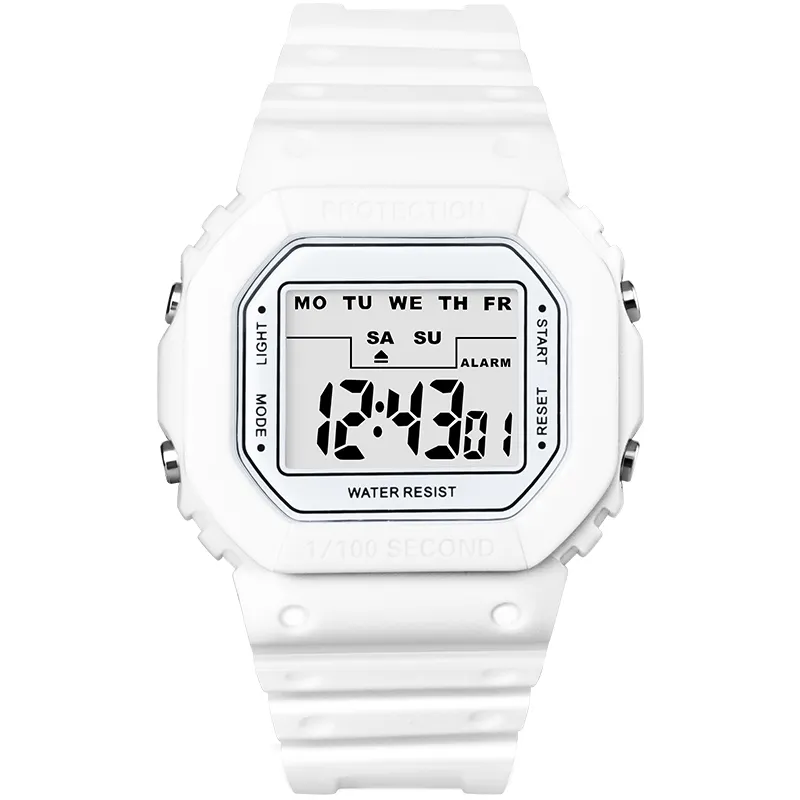 Новинка, Прямая поставка, заводской производитель часов, цифровые ЖК-часы белого цвета