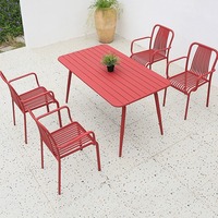 Ensemble table et chaises colorées d'extérieur, terrasse, chaises en alliage d'aluminium imperméables, meubles de table et chaises pour restaurant