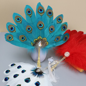 Fan hâm mộ tay lông vũ tự nhiên tay thủ công phong cách retro cổ điển hiệu suất trang trí thanh lịch khiêu vũ <span class=keywords><strong>b</strong></span>ên gấp fan hâm mộ - Product Image 1