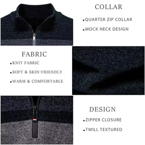 Maglione Casual da Uomo con Collo Alto e Mezza Zip, Antipilling, Logo Personalizzato, Nuovo Stile di Design - Product Image 3