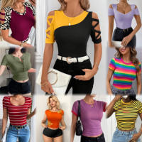 Kaos Wanita Lengan Pendek Ukuran Besar Grosir Murah, Longgar, Bahan Katun Bernapas, Atasan Harian Musim Panas, Pemasok Grosir