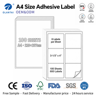 Papier autocollant blanc sans bois imprimable pour étiquettes OEM A4 vierges, idéal pour l'emballage logistique et les étiquettes de bureau