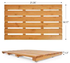Tapis de bain et de douche en bambou - Antidérapant, imperméable, intérieur/extérieur, grand tapis de sol en bois pour salle de bain - Product Image 4