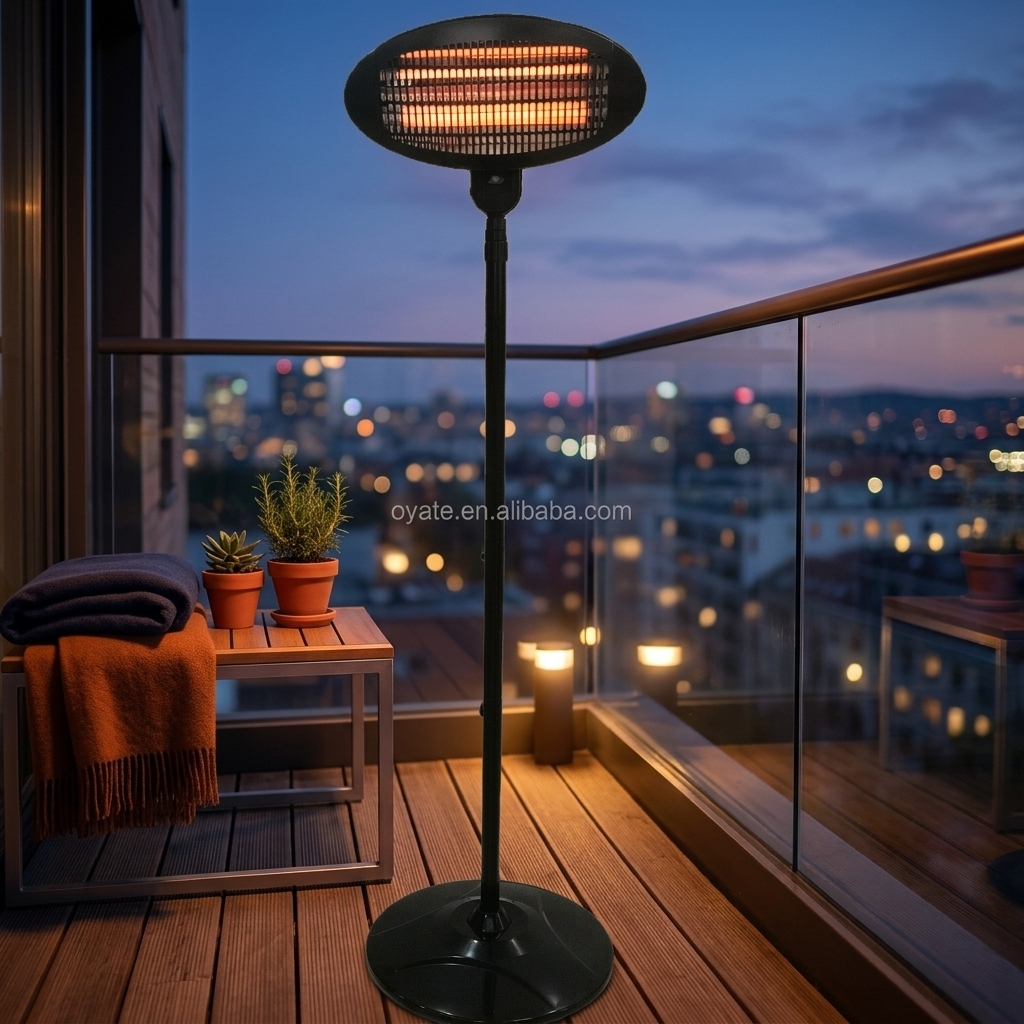 1500W 220V Fast Heating Freestanding Patio Heater Vertical Infrared Outdoor Electric Heater for Balcony