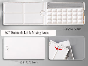XinyiArt 360 °   <span class=keywords><strong>Palette</strong></span> de <span class=keywords><strong>peinture</strong></span> aquarelle portable à 28 compartiments avec couvercle rotatif, boîte à <span class=keywords><strong>peinture</strong></span> <span class=keywords><strong>humide</strong></span> en plastique vide pour huile et acrylique - Product Image 4