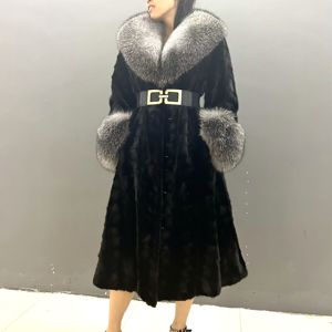 Cappotto Invernale <span class=keywords><strong>da</strong></span> <span class=keywords><strong>Donna</strong></span> in Vera Pelliccia di Visone, Caldo e Morbido, Stile Vintage, Taglie Forti, Giacca con Orlo a Festone, Cappotti in Vera Pelliccia Naturale di Visone - Product Image 3