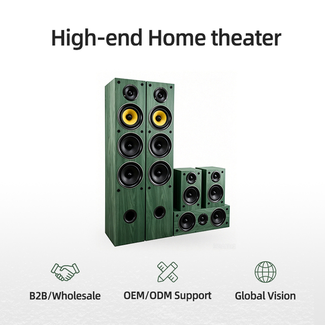 High Fidelity 5.0 Channel Home Cinema Speaker Set Wooden Enclosure Floorstanding Center Surround Speakers for Living Room
