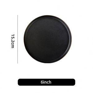 Vajilla Ecológica de Porcelana, Platos de Cerámica, Vajilla Redonda Negra Resistente - Product Image 2
