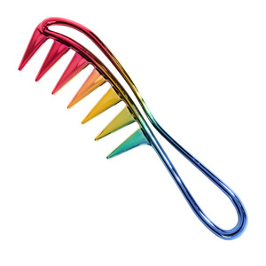 Electroplated Iridescent <b>Wide</b> Tooth <b>Comb</b> Large Metal Salon Styling Tool - Product Image 5