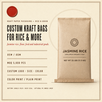 Sac en papier kraft personnalisé avec logo, qualité alimentaire, haute résistance, impression couleur sur plusieurs couches, pour l'emballage du riz en charge lourde