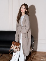 Cardigan long en crochet respirant et écologique pour femme – Tendance automne, coupe oversize, devant ouvert, ample