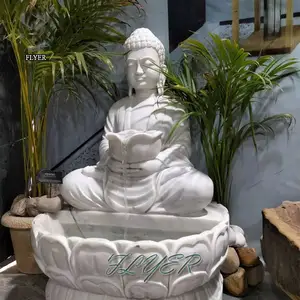 Handgeschnitzte Marmor-Buddhas Statue Wassersprung Lebensgröße Garten Marmor große Buddha-Statue
