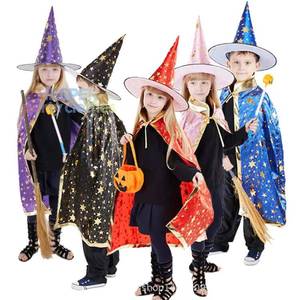 Cape d'Halloween pour enfants HP, cape de sorcier en forme d'étoile, robe de sorcière, costume pointu, accessoires de fête cosplay, carnaval, polyester - Product Image 1