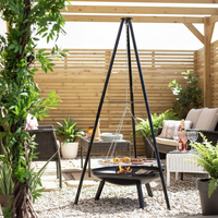 Barbecue au charbon de bois moderne en fer de haute qualité avec trépied, grille à hauteur réglable pour camping en extérieur, barbecue, jardin, patio, foyer