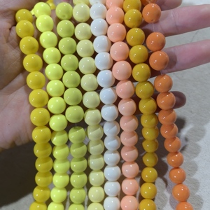 Perline in Vetro Rotonde da 10mm Senza Tracce, Colore Solido Rosa Caldo, Blu e Verde, per Creazione di Gioielli e Braccialetti - Product Image 4