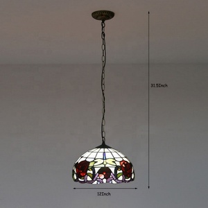 LongHuiJing 12 Inch European Stained Glass Rose Style Tiffany Pendant <b>Light</b> - Product Image 4