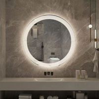Espejo de Maquillaje LED Moderno Art Deco Personalizado, Montado en la Pared, con Función Antivaho y Control Táctil para Baño