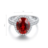 Bague en argent sterling S925 de la fabrique de bijoux MuShan, rubis de laboratoire en forme d'œuf, rouge sang de pigeon