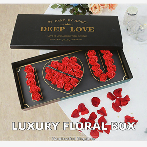 Popular Caja Rectangular Rígida de Lujo con Diseño Floral, Material de Cartón Barnizado para Arreglos de Rosas Preservadas, Boda, Día de San Valentín - Product Image 2