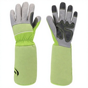 New Customization Outdoor Hand Protective Breathable Leather Coated <b>Garden</b> Work Gloves <b>Hook</b> Loop Closure Anti-static - Product Image 3