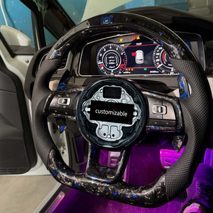 Volante in Carbonio Forgiato Blu Personalizzato con LED per <span class=keywords><strong>VW</strong></span> <span class=keywords><strong>Golf</strong></span> <span class=keywords><strong>R</strong></span> MK7.5 MK8 <span class=keywords><strong>R</strong></span>-Line GTE, Aggiornamento Interni Auto, da Vecchio a Nuovo - Product Image 4