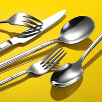Juego de Cubiertos de Acero Inoxidable, Dorado, Plateado, Mate, Cuchara, Tenedor, Cuchillo, Vajilla Moderna de Lujo con Mango Largo para Bodas y Restaurantes