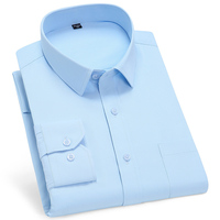 Chemise habillée pour homme, respirante, anti-froissement, style coréen, unie, blanche, manches longues, coupe ajustée, simple boutonnage, polyester/coton