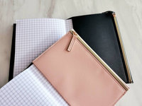 LABON Carnet de notes en cuir végétal personnalisé A5 gaufré rechargeable avec poche zippée