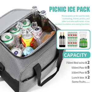 Lunch Bag Insulated Oxford Cloth Large Capacity Thermal Cooler Bag Gray Black Navy Blue Khaki - Product Image 2