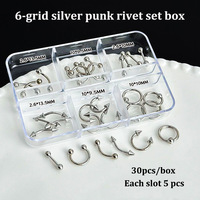 Qianya Vente en gros 6 grilles Vintage Cross Nail Charms-Gothique Punk Metal Nail Art Accessoires