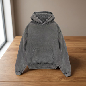 Custom Streetwear Oversized Acid Stone Washed Distressed for Pullover <b>Hoodie</b> 100% Cotton Eco-Friendly Winter for Men - Product Image 2