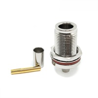 Connecteur RF étanche N femelle à montage sur panneau, à sertir, avec écrou et joint pour câble coaxial RG58 LMR195 LMR200