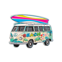 Aimant de réfrigérateur en résine, forme irrégulière, aux couleurs vives, thèmes Rétro Hippie Van, Bus de la Paix, Surf, Planche de surf, Camping-car vintage, décoratif