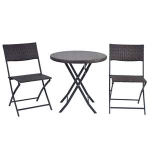 Conjunto de Muebles Plegables para Balcón o Jardín, Mesa y Sillas de Ratán, Mesa Pequeña para Café, Sillas de Ratán para Exteriores - Product Image 3