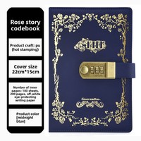 Carnet de notes vintage en cuir PU A5 avec feuille d'or rose, cadenas à combinaison à 3 chiffres, journal verrouillable privé, logo personnalisé