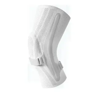 Rodillera de punto 3D con resortes dobles, almohadilla de silicona, soporte de rodilla transpirable ajustable de compresión para deportes