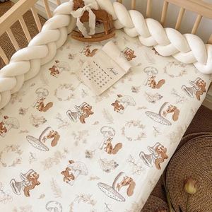 Baby Fitted <b>Crib</b> Sheet <b>Set</b> Custom Logo Organic Cotton Muslin Fitted <b>Crib</b> Sheet for Baby - Product Image 3