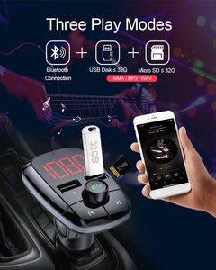 T50 Bluetooth 5,0 U disco/tarjeta micro SD USB del cargador del manos libres transmisor FM <span class=keywords><strong>MP3</strong></span> de Audio -jugador de la luz roja - Product Image 4