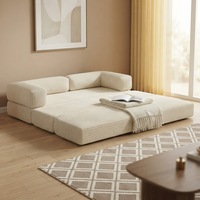 Canapé-lit convertible 5-en-1 pliable en velours côtelé, futon sans armature, matelas de sol design moderne pour appartement, taille Queen