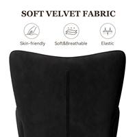 Fauteuil de détente moderne en velours à dossier haut avec repose-pieds et boutons capitonnés pour salon