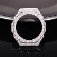 Boîtier de montre personnalisé Iced Out en moissanite pour rappeur, boîtier de remplacement argenté pour DW-6900, pièces de montre CNC personnalisées